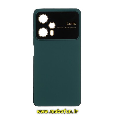 قاب گوشی Poco F5 شیائومی سیلیکونی Camera Lens زیر بسته محافظ لنز دار سبز تیره کد 118