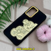 قاب گوشی Galaxy A23 سامسونگ سیلیکونی ژله ای سه بعدی برجسته گلد لاین طرح خرس تدی مشکی کد 618