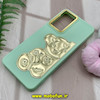 قاب گوشی Galaxy A33 5G سامسونگ سیلیکونی ژله ای سه بعدی برجسته گلد لاین طرح خرس تدی سبز پاستلی کد 745