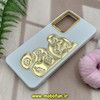 قاب گوشی Galaxy A33 5G سامسونگ سیلیکونی ژله ای سه بعدی برجسته گلد لاین طرح خرس تدی سفید کد 747