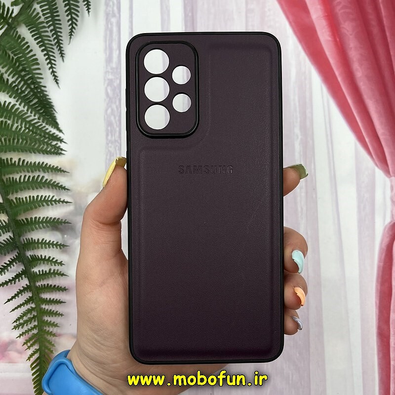 قاب گوشی Galaxy A33 5G سامسونگ اورجینال چرمی Leather Case لدر کیس Q Series بنفش تیره کد 760