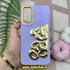 قاب گوشی Galaxy A34 سامسونگ سیلیکونی ژله ای سه بعدی برجسته گلد لاین طرح خرس تدی بنفش کد 750