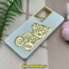 قاب گوشی Galaxy A53 سامسونگ سیلیکونی ژله ای سه بعدی برجسته گلد لاین طرح خرس تدی سفید کد 964