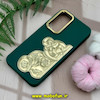 قاب گوشی Galaxy A54 سامسونگ سیلیکونی ژله ای سه بعدی برجسته گلد لاین طرح خرس تدی سبز کد 1047