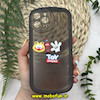 قاب گوشی iPhone 12 Pro Max آیفون طرح ژله ای شفاف بالشتی سه بعدی عروسکی محافظ لنز دار مشکی کد 885