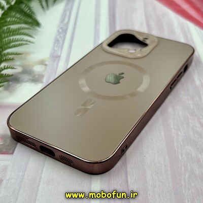 قاب گوشی iPhone 14 Pro Max آیفون مدل PVD اورجینال ضد خش پشت گلس شیشه ای تیتان Titan مگ سیف محافظ لنز دار نسکافه ای کد 393