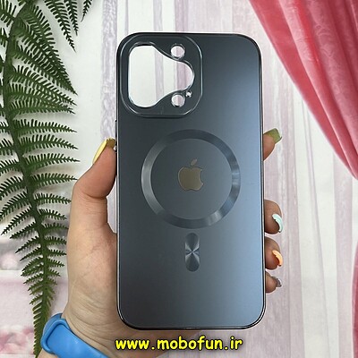 قاب گوشی iPhone 14 Pro Max آیفون مدل PVD اورجینال ضد خش پشت گلس شیشه ای تیتان Titan مگ سیف محافظ لنز دار خاکستری کد 394