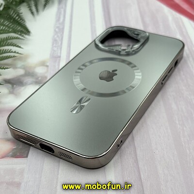 قاب گوشی iPhone 14 Pro Max آیفون مدل PVD اورجینال ضد خش پشت گلس شیشه ای تیتان Titan مگ سیف محافظ لنز دار نقره ای کد 396