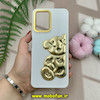 قاب گوشی Poco X5 - Redmi Note 12 5G شیائومی سیلیکونی ژله ای سه بعدی برجسته گلد لاین طرح خرس تدی سفید کد 303