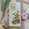 قاب گوشی Poco X5 Pro - Redmi Note 12 Pro 5G شیائومی سیلیکونی ژله ای سه بعدی برجسته گلد لاین طرح خرس تدی سفید کد 459