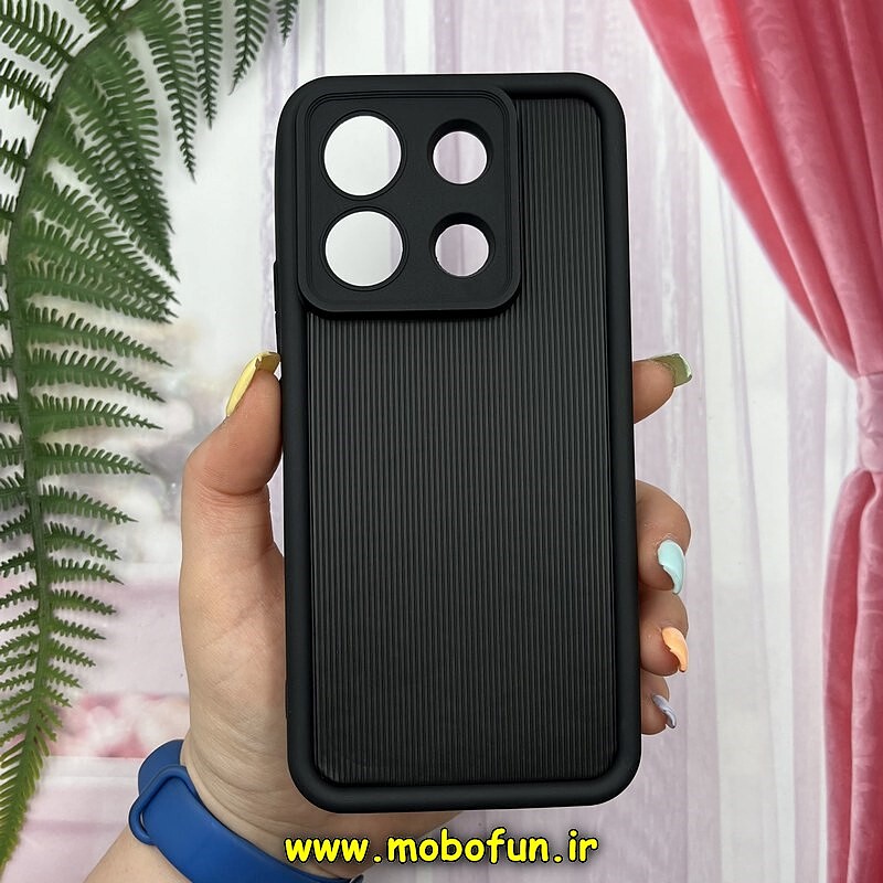 قاب گوشی Redmi Note 13 Pro 5G - Poco X6 شیائومی طرح سیلیکونی Solid چرمی کبریتی محافظ لنزدار مشکی کد 368