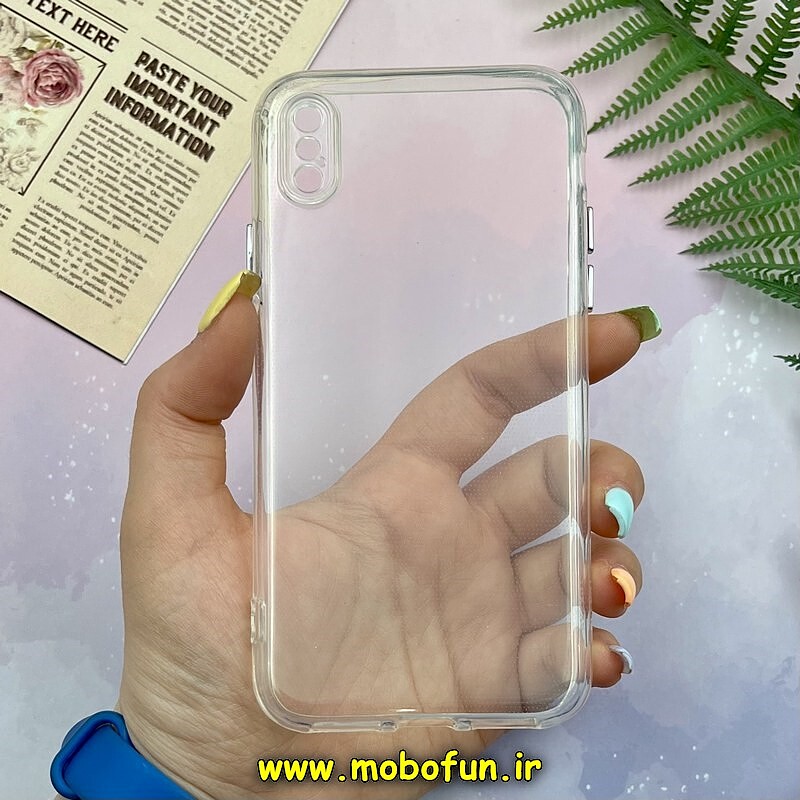 قاب گوشی iPhone X - iPhone XS آیفون طرح ژله ای شفاف بی رنگ SPACE ایربگ دار محافظ لنز دار کد 727