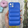 قاب گوشی iPhone 13 آیفون سیلیکون ژله ای  پافر PC زیر بسته محافظ لنز دار آبی کد 837