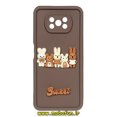 قاب گوشی Poco X3 NFC - Poco X3 Pro شیائومی طرح سیلیکونی Solid عروسکی محافظ لنزدار طرح خانواده خرگوش نسکافه ای کد 1868