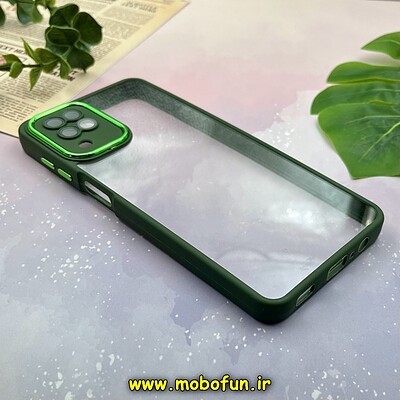 قاب گوشی Galaxy A12 - Galaxy M12 سامسونگ متال کیس Metal پشت طلق شفاف شیشه ای محافظ لنزدار سبز کد 1694