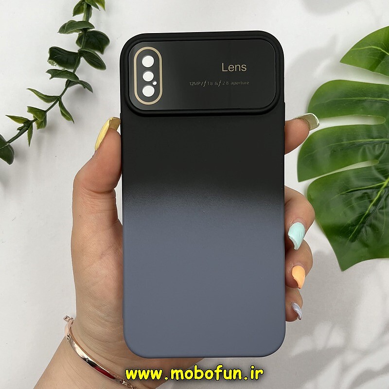 قاب گوشی iPhone X - iPhone XS آیفون سیلیکونی Camera Lens زیر بسته محافظ لنز دار دو رنگ کد 728