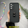 قاب گوشی Galaxy A25 سامسونگ طرح سیلیکونی Solid عروسکی خرسی جیر نگین دار بند دار پام پام محافظ لنزدار مشکی کد 10086