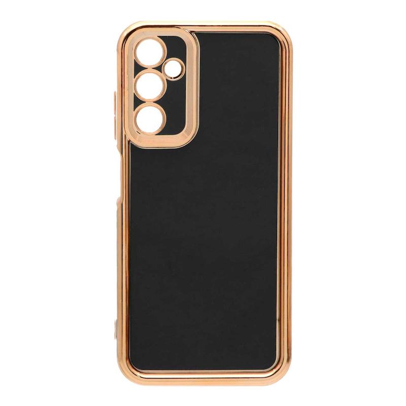 قاب گوشی Galaxy A05S سامسونگ طرح ژله ای مای کیس گلد لاین دور طلایی سولید SOLID محافظ لنز دار مشکی کد 20029