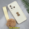 قاب گوشی Redmi 12C - Poco C55 - Redmi 11A شیائومی طرح سیلیکونی Solid عروسکی خرسی جیر نگین دار بند دار پام پام محافظ لنزدار کرم کد 10194