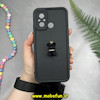 قاب گوشی Redmi 12C - Poco C55 - Redmi 11A شیائومی طرح سیلیکونی Solid عروسکی خرسی جیر نگین دار بند دار پام پام محافظ لنزدار مشکی کد 10196