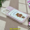 قاب گوشی iPhone 12 آیفون ژله ای جاکارتی دار محافظ لنز دار کپسولی به همراه بند آویز خرس تدی کد 10368