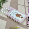 قاب گوشی iPhone 12 Pro Max آیفون ژله ای جاکارتی دار محافظ لنز دار کپسولی به همراه بند آویز خرس تدی کد 10372