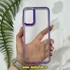 قاب گوشی Galaxy A14 سامسونگ اورجینال LUCKY CASE طرح طلقی شیشه ای شفاف کپسولی دکمه کرومی بنفش کد 10522