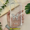 قاب گوشی Galaxy A25 سامسونگ لاکچری طلقی شفاف رزینی طرح شاین فلزی پروانه کد 10560