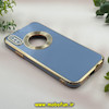 قاب گوشی iPhone X - iPhone XS آیفون طرح ژله ای مای کیس مگ سیف Magsafe گلد لاین دور طلایی محافظ لنز دار شیشه ای آبی فیلی کد 20097
