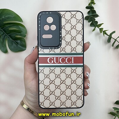 قاب گوشی Poco F4 - Redmi K40S شیائومی پشت گلس آینه ای CASETIFY طرح لاکچری گوچی GUCCI محافظ لنزدار مشکی کد 20118