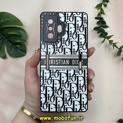 قاب گوشی Poco F4 GT - Redmi K50 Gaming شیائومی پشت گلس آینه ای CASETIFY طرح لاکچری دیور Dior محافظ لنزدار مشکی کد 20143