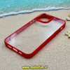 قاب گوشی iPhone 12 - iPhone 12 Pro آیفون اورجینال متال کیس Metal طرح پشت طلق شفاف دور سیلیکونی قرمز کد 10653