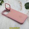 قاب گوشی iPhone 13 Pro Max آیفون اورجینال متال کیس Metal اورجینال CASE PRO طرح چرمی اورجینال اوزاکی OZAKI دور سیلیکونی استندشو صورتی کد 10688