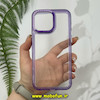 قاب گوشی iPhone 15 Pro Max آیفون اورجینال LUCKY CASE طرح طلقی شیشه ای شفاف کپسولی دکمه کرومی بنفش کد 10702
