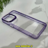 قاب گوشی iPhone 15 Pro Max آیفون اورجینال LUCKY CASE طرح طلقی شیشه ای شفاف کپسولی دکمه کرومی بنفش کد 10702