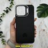 قاب گوشی iPhone 15 Pro Max آیفون اورجینال متال کیس Metal اورجینال CASE PRO طرح چرمی اورجینال اوزاکی OZAKI دور سیلیکونی استندشو مشکی کد 10712