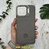 قاب گوشی iPhone 15 Pro Max آیفون اورجینال متال کیس Metal اورجینال CASE PRO طرح چرمی اورجینال اوزاکی OZAKI دور سیلیکونی استندشو طوسی کد 10715