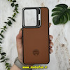 قاب گوشی Redmi 13C - Poco C65 شیائومی اورجینال متال کیس Metal اورجینال CASE PRO طرح چرمی اورجینال اوزاکی OZAKI دور سیلیکونی استندشو قهوه ای کد 10791