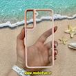 قاب گوشی Galaxy S21 FE سامسونگ اورجینال متال کیس Metal طرح پشت طلق شفاف دور سیلیکونی گلبهی کد 10888