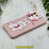قاب گوشی Galaxy S21 FE سامسونگ طرح سیلیکونی ژله ای سه بعدی برجسته عروسکی خرگوش محافظ لنز دار گلبهی کد 11383