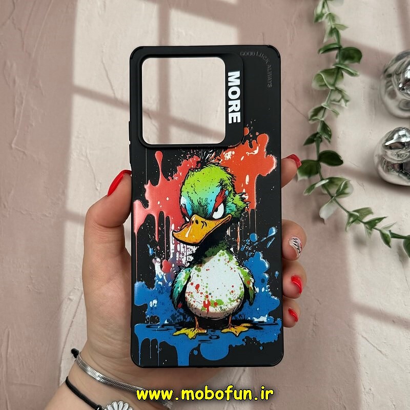 قاب گوشی Redmi Note 13 5G شیائومی طرح سیلیکونی ژله ای MORE فانتزی طرح اردک مشکی کد 11424