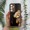 قاب گوشی Galaxy A35 سامسونگ طرح سیلیکونی Solid آینه ای محافظ لنزدار طرح تدی مشکی کد 11511