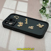 قاب گوشی iPhone 15 Pro Max آیفون طرح سیلیکونی Solid نگین دار برجسته محافظ لنزدار طرح پاپیون مشکی کد 11672