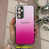 قاب گوشی Galaxy A54 سامسونگ پشت گلس آینه ای مات دو رنگ محافظ لنزدار سفید صورتی کد 11695