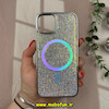 قاب گوشی iPhone 13 - iPhone 14 آیفون اورجینال نگین سواروسکی Q SERIES طرح مگ سیف نقره ای کد 11706
