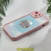 قاب گوشی iPhone 13 آیفون طرح سیلیکونی Solid آینه ای محافظ لنزدار طرح خرگوش صورتی کد 11542