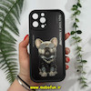 قاب گوشی iPhone 13 Pro Max آیفون طرح سیلیکونی Solid آینه ای محافظ لنزدار طرح سگ جنتلمن مشکی کد 11553
