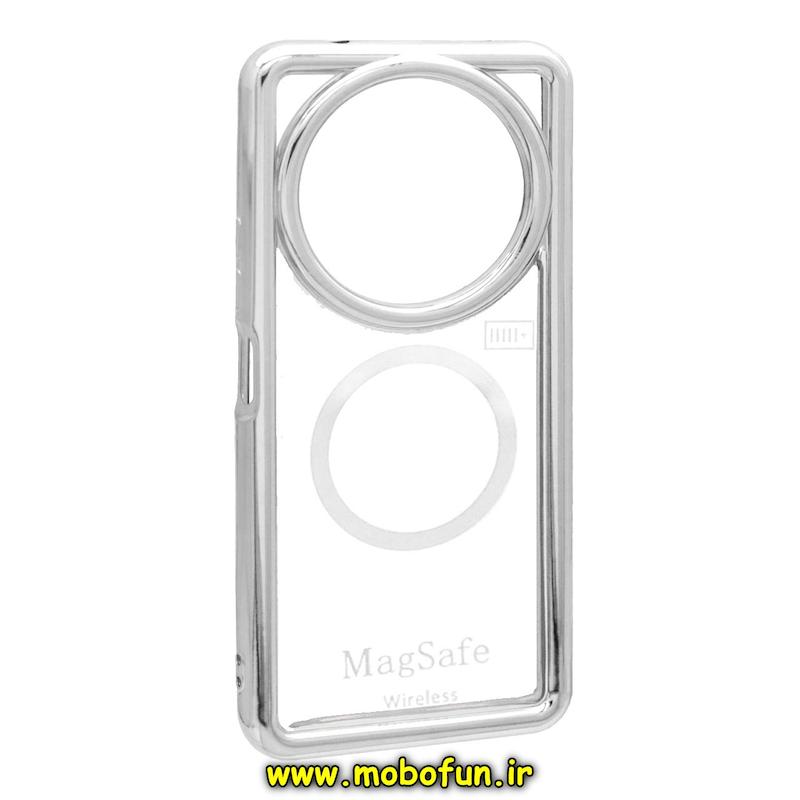 قاب گوشی Redmi A3 شیائومی طرح الکتروپلیتینگ SOLID ژله ای شفاف اورجینال طرح مگ سیف نقره ای کد 20623