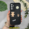 قاب گوشی Galaxy A15 سامسونگ سیلیکونی Solid برجسته محافظ لنزدار طرح BABY بنددار کنفی مشکی کد 11815