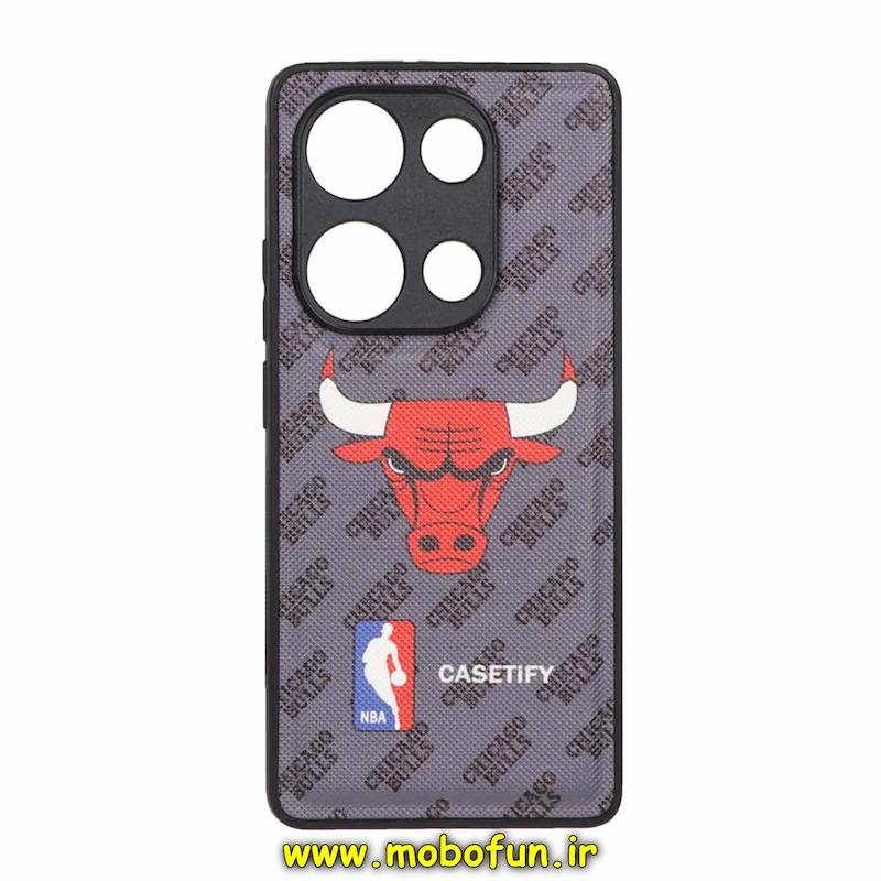 قاب گوشی Redmi Note 13 Pro 4G / Poco M6 Pro 4G شیائومی اورجینال فانتزی سوزنی HARD چرمی درجه یک محافظ لنزدار طرح NBA شیکاگو کد 21284